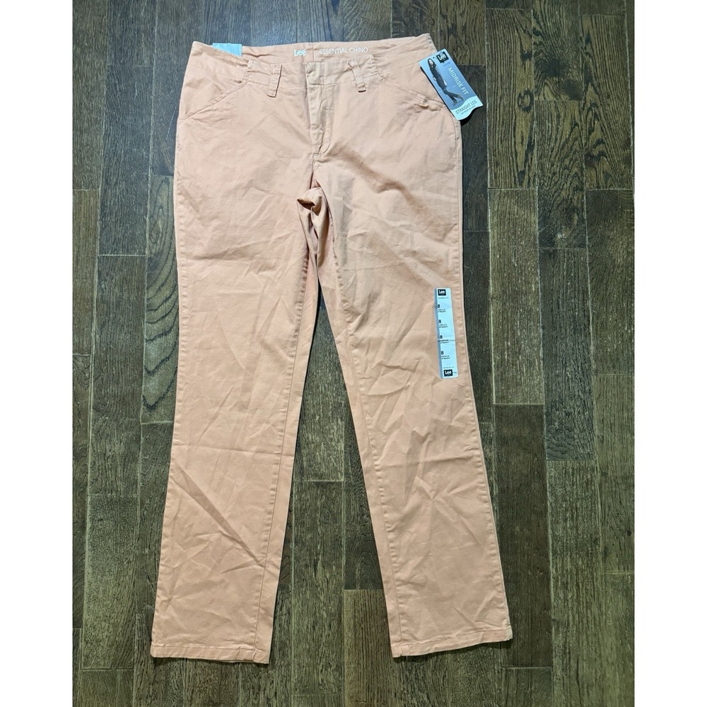 Lee Essential Chino Pants Women's Size 8 Medium Peach Mid Rise Stretch NWT